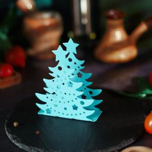 Porte-serviettes en forme de sapin de Noël bleu pour table à manger, comptoir de cuisine, décoration de vacances et divertissements festifs en provenance d'Inde - Product Image 6