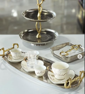 Support à biscuits et à gâteaux et bols en forme de dôme au look moderne avec motif floral en acier inoxydable - Product Image 2