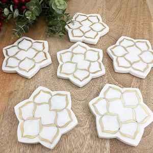 High Quality Bestseller Marble <b>Ceramic</b> <b>Coaster</b> Set with Brass Inlay Elegant Modern Art Style Premium Mats & Pads - Product Image 5