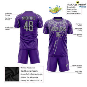 Maillot et short de football personnalisés par sublimation, respirants et à séchage rapide, unisexe, pour adultes, vêtements de sport - Product Image 3