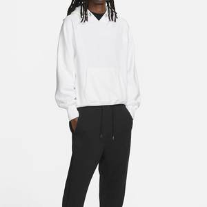 High Quality <b>Men's</b> Pullover <b>Sweatshirts</b> Oversized Drop Shoulder Blank Fleece Hoodies with Pockets Plain <b>White</b> - Product Image 4