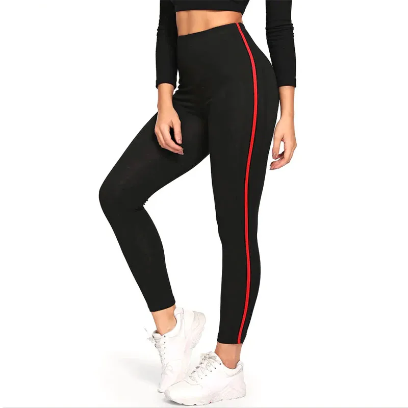 Cor preta Mulheres Fitness Leggings Secagem rápida respirável Branco Ligação Alta Elastic Workout Leggings melhor design Personalizado