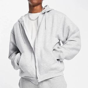 Sudadera con capucha personalizada con cremallera, 100% algodón polar, para invierno, lisa, con cremallera completa, transpirable, con logotipo personalizado para hombre - Product Image 3