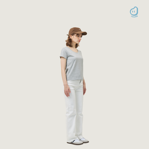 Camiseta Ajustada de Manga Corta para Mujer, Jersey de Algodón Transpirable con Detalles de Pliegues y Malla - Product Image 5
