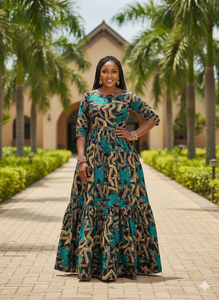 Robe en tissu wax africain biologique de haute qualité avec motif feuillage, tissu sergé à séchage rapide et antibactérien pour femmes, vêtements décontractés - Product Image 6