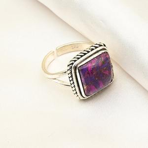 Anillo hecho a mano de Plata de Ley 925 estilo bohemio con piedras preciosas turquesas elegante regalo de boda o fiesta para mujer - Product Image 3