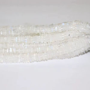 Cuentas de piedra lunar arcoíris natural, forma cuadrada lisa, hebras de 4-5 MM Heishi de 16 pulgadas para la fabricación de joyas - Product Image 1