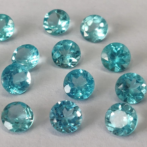 Apatita de Color Paraiba Natural, corte redondo, 3mm, apatita suelta facetada, excelente calidad, buen Color, apatita redonda - Product Image 1