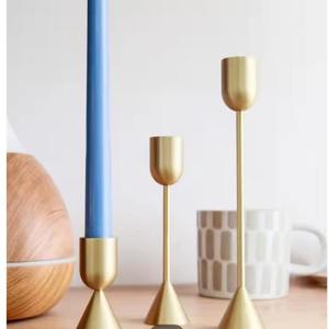 Maxery Classic Minimalist Modern Brass Candlestick <b>Holders</b> Gold Finish Stone <b>Candle</b> <b>Holders</b> <b>Lanterns</b> for Home & Wedding Decor - Product Image 3