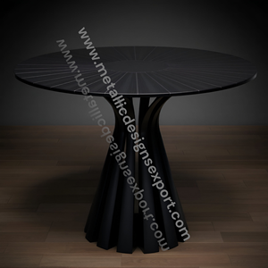 Mesa redonda negra elegante y moderna Base de metal curvada elegante con acabado liso, perfecta para comedor, sala de estar o espacios pequeños - Product Image 5