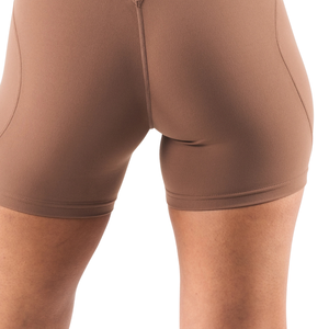 กางเกงขาสั้นเอวสูงสีน้ำตาลสำหรับผู้หญิง ทรงเข้ารูปไร้รอยต่อ เหมาะสำหรับออกกำลังกาย ฟิตเนส โยคะ และการฝึกซ้อม - Product Image 6