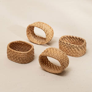 Rond de serviette en rotin de haute qualité ensemble décorations de table à manger tissage anneaux en osier pour serviettes - Product Image 3