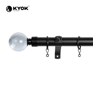 KYOK Modern Black Curtain <b>Pole</b> with Glass Ball Finial Easy Installation Minimalist Design 0.75-0.99 Inch Diameter - Product Image 5