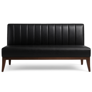Canapé de <span class=keywords><strong>restaurant</strong></span> moderne en cuir noir avec pieds en bois, sièges rembourrés de qualité commerciale pour cafés, bars et salons - Product Image 1