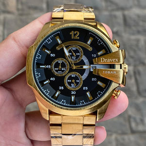 Montre à quartz DS de conception tendance pour hommes, logo personnalisé, multifonction, cadran à chiffres arabes, montre-bracelet en acier inoxydable pour hommes - Product Image 3