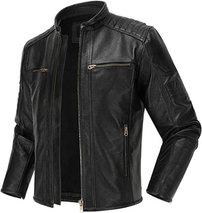 Veste en cuir enduit pour homme, best-seller, respirante, col montant, style vintage, design à capuche, plusieurs couleurs disponibles - Product Image 3