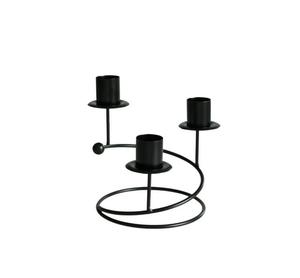 Bougeoir en fer noir et or le plus vendu avec trois bras pour la décoration d'événements et de fêtes à des prix fournisseurs abordables - Product Image 1