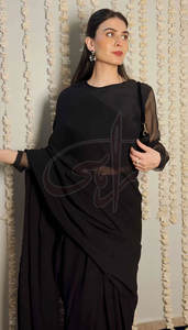 Créez votre propre style personnalisé : Saree traditionnel de haute qualité pour femme en mousseline de soie/coton, séchage rapide, pour fêtes et tenues décontractées - Nouveauté - Product Image 4