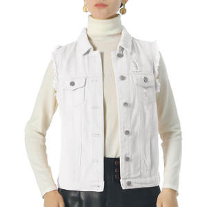 Chaleco Vaquero para Mujer con Logotipo Personalizado con Impresión Nuevo Diseño Moderno Cómodo Ajuste Relajado Chaleco Vaquero para Mujer - Product Image 5