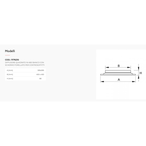 Diffuseur carré en plastique ABS blanc Tecnosystemi pour climatiseur avec écran perforé, produit pour systèmes HVAC - Product Image 2