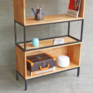 5-Tier Rubber Wood <b>Bookshelf</b> with Iron Frame 80x30x180cm for Living Room Office Garage Use - Product Image 3