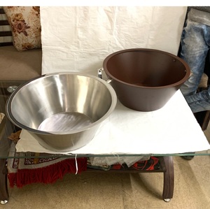 Refroidisseur de vin en métal en acier inoxydable à double paroi à revêtement brun pour seaux à glace à champagne Refroidisseur de vin à double seau pour la fête - Product Image 3