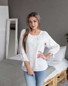 Blusa de algodón informal a la moda sencilla para mujer, tela de satén, botones bordados, cuello tejido, Logo en la espalda, borla de talla XS para fiestas - Product Image 2