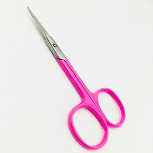 Mini ciseaux de maquillage roses personnalisés avec lames incurvées pointues en acier inoxydable, populaires pour la manucure des ongles et pochette avec logo en vison - Product Image 5