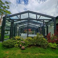 Kit de véranda électrique extensible en verre trempé au design moderne, enclos automatique pour jardins et patios de villas et maisons de petite taille