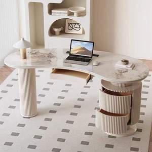Luxury Executive Office Desk Modern Wood Base Ceramic Glass Surface Manager <b>Table</b> With Drawer Storage Home Office Furniture - Product Image 5