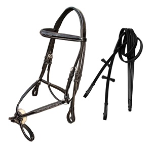 Dapat disesuaikan tali berkuda kuda Premium g Tan paten Glossy Gambar 8 pengocok daya tahan tinggi tahan lama gesper ganda persegi - Product Image 1