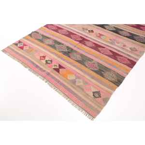 Tapis vintage 5,3 x 7,4 pieds, tapis turc marocain en laine rouge rose - Product Image 2