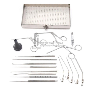 28 Uds. Instrumentos quirúrgicos de acero inoxidable de primera calidad, base de miringotomía ENT para cirugía del oído medio, bandeja de esterilización, Kit quirúrgico - Product Image 2