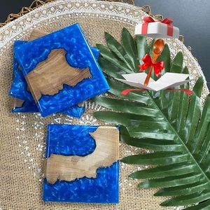 Durable Stylish Jute Coaster <b>Epoxy</b> Wood <b>Table</b> Mats Pads Woven Elegant <b>Table</b> Protection Decoration Family Gatherings Parties - Product Image 1