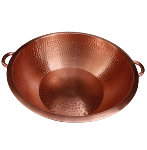 Vajilla de cobre pulido, cuenco redondo para mezclar con mango lateral, cuenco para servir alimentos y frutas, suministrado por India - Product Image 1