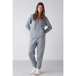 GRIMELANGE Carlota Women's Fleece Lined Organic Fabric Metal <b>Zipped</b> <b>Hooded</b> Ultra Soft Sweatshirt - Product Image 6