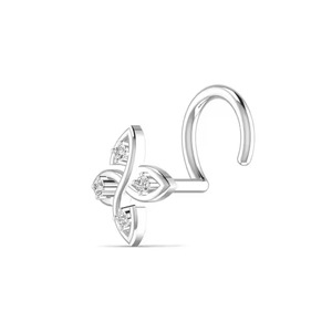 14KT Jaune Rose Blanc Or Wedding Wear Fine Jewellery Gift Piercing Body Jewelry 0.02CT Natural Diamond Nose Pin for Women - Product Image 2