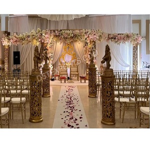 เสาแกะสลักสีทองสำหรับงานแต่งงานของอินเดียของตกแต่งงานแต่งงานงานแต่งงานหรูหราเสาใหญ่ใหญ่แกะสลักสีทอง mandap แกะสลักสีทอง - Product Image 1