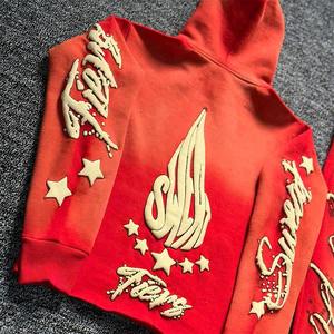 Conjunto personalizado de pantalones de chándal acampanados con lavado ácido y Sudadera con capucha, conjuntos de chándal estampados de gran tamaño de algodón, chándal Vintage Unisex con capucha para hombre - Product Image 5