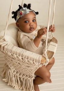100% Hand-woven Cotton Elegant Bohemian Style Macrame With Classic Woven-ropes Design Macrame Baby <b>Swing</b> Chair - Product Image 2