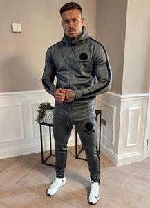 Chándal de algodón ecológico con cremallera, estilo informal de verano, con pantalón acampanado y diseño apilado, cortavientos para hombre - Product Image 6