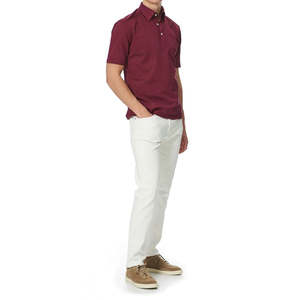 Polo Eton Borgogna Slim Fit 100% Cotone Antipiega con Ricamo Tecnico Fantasia Tinta Unita Alta Qualità XX-Large - Product Image 2