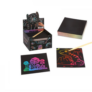 儿童彩虹划痕笔记本魔术彩绘儿童工艺套装艺术纸黑色绘画书 - Product Image 1