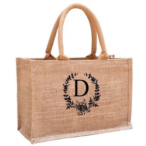 Printed Flower Design Natural <b>Jute</b> Tote Bags large Size With Handles Prime Quality Perfect Luxury Canvas Daily Usable <b>Sacks</b> - Product Image 2