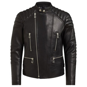 Blousons bombardiers légers avec fermeture éclair et poches vestes de moto à col montant veste de motard à manches rembourrées noires pour hommes - Product Image 1