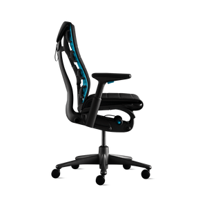 Ergonomic <b>Gaming</b> Chair Adjustable Office Swivel Chair Black Blue Computer Desk Seat with Lumbar Support - Product Image 1