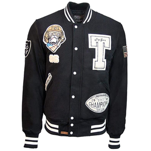 Vestes Letterman universitaires sur mesure de haute qualité tissu de laine en gros avec manches en cuir à capuche - Product Image 1