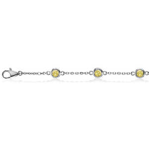 Pulsera de Oro Blanco de 14K con Diamantes Amarillos Fantasía Engastados en Bisel (0.25ct) - Product Image 2