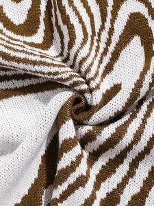 Modern Abstract Patchwork Knit Winter Cardigan Pullover V-neck Button Detail Men Women <b>Brown</b> White Minimalist Anti-Wrinkle - Product Image 5