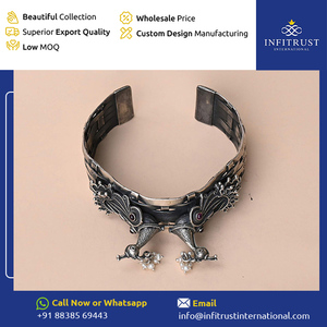 Customization Possible for Genuine Quality Stunning Antique Peacock Design Oxidised <b>Ruby</b> Stone Studded Ethnic Wear Bangles - Product Image 2
